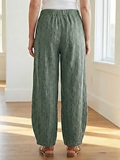cheap Premium Linen Collection-70% Linen Women's Linen Pants Chinos Summer Pants Bloomers Vacation Streetwear Basic Full Length Medium Waist Plain Pocket Elastic Waistband Comfy Inelastic Daily Outdoor Street Violet Teal Dark
