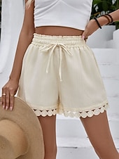 abordables Bermuda-Femmes Chinos Shorts Shorts d'été Vacances Mode Streetwear Court Taille haute Uni Cordon de serrage Dentelle Taille Élastique Confort Respirabilité Confortable Non Elastique Micro-Élastique Quotidien