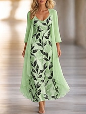 economico Abito Floreale-Per donna Insieme del vestito Abito a trapezio Elegante Vacanza Floreale Grafico Stratificato Stampato Abito maxi Manica 3/4 Scollo a V Quotidiano Spiaggia Blu Rosa Viola Estate Primavera Vestibilit