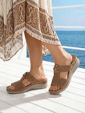 baratos Mulheres-Sandálias femininas ortopédicas marrons com estampa floral – calçados confortáveis, respiráveis e com amortecimento, ideais para uso diário, em casa, em viagens e longas caminhadas.