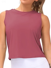 abordables Réservoir Simple-Femmes Chemisier Uni Actif ancien Sans manches Col ras du cou Hauts Réguliers Quotidien Salle de sport Fête Noir Blanche Rose Claire Gris foncé Été Printemps