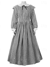 tanie Pionier / XIX wiek-Retro / vintage Wiktoriańskie 19 wiek Południe Sukienka Wymyślny kostium Pionierka Wzór kraciasty W kratkę Krój A Strój na bal maskowy Damskie Halloween Karnawał Światowy Dzień Książki Bal maskowy