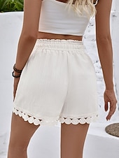 abordables Bermuda-Femmes Chinos Shorts Shorts d'été Vacances Mode Streetwear Court Taille haute Uni Cordon de serrage Dentelle Taille Élastique Confort Respirabilité Confortable Non Elastique Micro-Élastique Quotidien