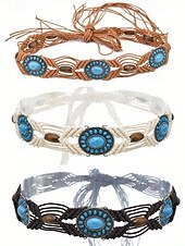 halpa Naisten vyö-Naisten boheemi vahanurmivyö turkooseilla kivikoristeilla, säädettävä punottu vyö, monivärinen vintage-tyylinen asuste naisille, täydellinen jokapäiväiseen käyttöön, lomalle, rannalle ja lomakohteeseen