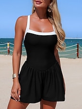 abordables Robes de bain-Femmes Maillots de Bain Une Pièce Robe de Bain Maillot de bain Contrôle du ventre Taille haute Mince Dos nu Vacances Tenues de plage Couleur Unie Col Halter Sans manches Maillots de bain