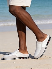cheap Loafers-Men's Faux Leather White Slip-On Loafers, Comfortable and Stylish, Perfect for Beach Wedding and Summer Events