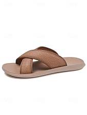 cheap Men-Men's Faux Leather Beach Vacation Sandals, Fashionable and Durable, Perfect for Outdoor Beach or Resort Activities