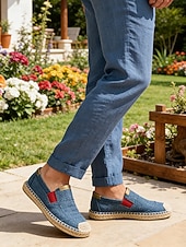 abordables Hommes-Espadrilles bleues pour homme, faciles à enfiler, légères et respirantes, au design décontracté et élégant, idéales pour les vacances en plein air et les aventures estivales.
