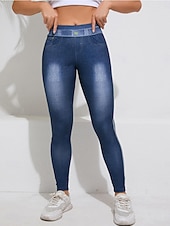 abordables -Femmes Pantalons Fuselés Leggings Jegging Vacances Streetwear Basique Longueur complète Taille moyenne Uni Cordon de serrage Avec Poches Confortable Micro-Élastique Haute Élasticité Quotidien Maison