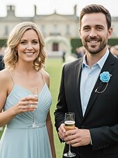 abordables Boda ACC-Pin de solapa con flor de poliéster elegante para hombre: múltiples opciones de color, elegante y moderno, perfecto para bodas y fiestas.