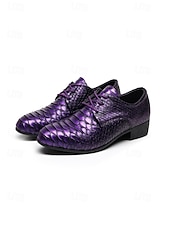 baratos Sapatos Derby-Sapatos sociais masculinos em couro sintético laranja vibrante com estampa de cobra, bico fino e cadarço, ideais para baladas, festas, ocasiões especiais e casamentos.