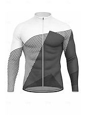 abordables Maillots pour hommes-Homme Hauts Maillot de cyclisme Graphique Géométrique manche longue Cyclisme Maillot Top avec 3 poches arrière Soleil Protection solaire Écran solaire Séchage Rapide Des sports Bleu Rouge Orange