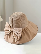 Недорогие Женские шляпы-Женская складная солнцезащитная шляпа в стиле бохо с чехлом для хранения, портативная пляжная шляпа из полиэстера с широкими полями, различных цветов, для повседневной носки, путешествий, отдыха и курортного отдыха.