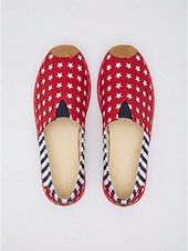 economico Scarpe da donna-Scarpe basse patriottiche da donna USA 250 - comode scarpe in maglia a righe blu e bianche con dettaglio a stella per il giorno dell'indipendenza americana e le parate. &amp;abbigliamento per le vacanze