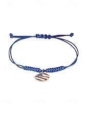 cheap Accessories-Unisex Alloy &amp; Polyester Adjustable USA Flag Bracelet, Multi-Color Patriotic Charm Rope Bracelet for America 250th Anniversary, Independence Day, Casual Wear, Travel and Vacation Styling