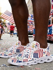  Herrsneakers för USA:s 250-årsjubileum – lätta löparskor i mesh med vadderad sula, andningsbara, bekväma, perfekta för självständighetsdagen, parader, festivaler och fritidskläder