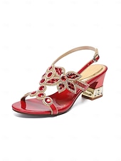 economico Madre della Sposa/Sposo-sandali da donna con tacco basso decorati blu - eleganti scarpe da mamma per matrimoni in chiesa, occasioni formali