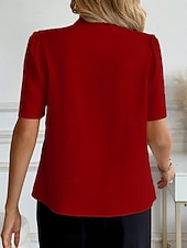 abordables Blusas Elegantes-Mujer Camisa Camisa con botones Camisa casual Botones Plano Elegante Clásico Moderno Manga Corta Escote en Pico Tops regulares Diario Festivos Noche Azul Piscina Negro Blanco Vino Albaricoque Verano