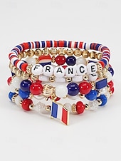 preiswerte Zubehör-Damen-Armbandset in Flaggenfarben, stapelbarer Fächerschmuck aus Legierung in verschiedenen Länderdesigns für Fußballspiele, Teamunterstützung, lässige Alltagskleidung und Spieltagsoutfits.