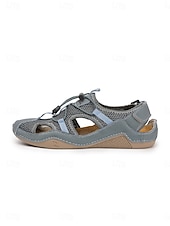 abordables Sandalias Deportivas-Zapatos de senderismo al aire libre de color caqui para mujer, sandalias de trekking ligeras y transpirables con malla de secado rápido para caminar por senderos y trekking fluvial. &amp;aventuras de