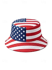  Женская патриотическая панама из полиэстера с широкими полями и принтом, идеально подходящая для празднования 250-летия США, Дня независимости, повседневной носки и путешествий.