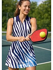 levne Dámské šaty-Dámské Spád Zebra Sportovní šaty Tenisové polo šaty Bez rukávů Čtvrtletní zip Elastický Ter Emen Prodyšné Volejbal Tenis Golf Límeček Přehnutý Šaty Modrá Oblečení na tenis