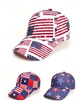  Patriotyczna damska czapka baseballowa z poliestru, z nadrukiem flagi USA w wielu stylach, regulowana, idealna na 250. rocznicę USA, Dzień Niepodległości i na co dzień.