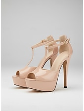 billiga Bröllopsgäst-Rosa platåskor med peep toe- och t-rem för kvinnor – eleganta skor för bröllopsgäster i urban stil