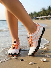 preiswerte Frauen-Schnelltrocknende Wasserschuhe für Damen – leichte, atmungsaktive Aqua-Strandschuhe mit verstellbarer elastischer Schnürung und rutschfester Sohle, barfußähnlicher Outdoor-Stil für Strand, Surfen,
