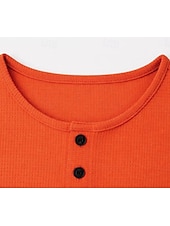 זול טי-שירט פשוטה-בגדי ריקוד נשים אוברסייז חולצה קצרה טי שירטס טופים מארג וויפל כפתור קדמי אחיד אופנתי מסוגנן קלסי שרוולים קצרים צווארון עגול קצר הנלי חולצות רגילות יומי ליציאה סוף שבוע לבן כתום קיץ אביב