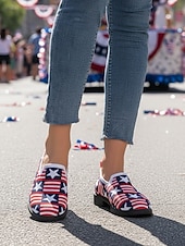  Zapatillas de lona para mujer conmemorativas del 250.º aniversario de EE. UU. - Estrellas conmemorativas &Zapatos de rayas para el Día de la Independencia de 2026 &eventos patrióticos