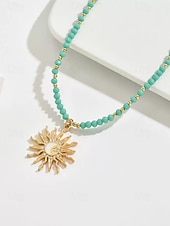 economico Accessori per le vacanze-Collana con ciondolo a forma di sole in stile bohémien da donna: materiale in lega e perline, diverse opzioni di colore, perfetta per un abbigliamento casual e per lo stile delle vacanze al mare