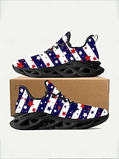  Scarpe da ginnastica da donna rosse con bandiera americana – scarpe da corsa leggere e traspiranti con cinturino e stelle patriottiche &Stile a righe per il giorno dell'indipendenza, parate, festival,