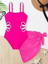 abordables Maillot de bain une pièce-Maillot de bain Enfants Fille Extérieur Bloc de Couleur Vacances Évider Maillots de bain 4 ans et + Été Bleu Noir Vert Véronèse