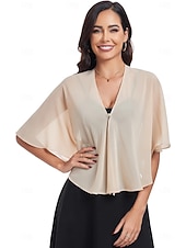 cheap Cape-Women's Wrap Shrug Mother's Wraps Bridal's Wraps Wedding Guest 's Wraps Elegant Ladies Formal Style Sleeveless Chiffon Wedding Wraps With Pure Color For Daily Summer