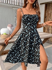 cheap Casual Floral Dresses-Women's Midi Dress Sundress Casual Dress Floral Dress Slip Dress Elegant Fashion Modern Outdoor Vacation Going out Regular Fit Floral Sleeveless Straps Blue Summer Spring