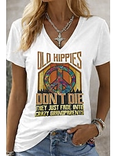 Χαμηλού Κόστους Χιούμορ και αποσπάσματα-γυναικείο μπλουζάκι αστεία αποφθέγματα χιούμορ στάμπες κομψό κλασικό casual κοντομάνικο ντεκολτέ V μακρύ μπλουζάκι καθημερινό έξοδος Σαββατοκύριακο λευκό κόκκινο κόκκινο λευκό καλοκαίρι άνοιξη