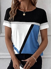  イースター 女性用 Tシャツ プリント グラフィック チェック 抽象的 ヴィンテージ スタイリッシュ クラシック 半袖 長袖 クルーネック ラウンドネック レギュラートップス 日常 ブルー グレー 白 / グリーン ルビーレッド パープル 夏 春 秋