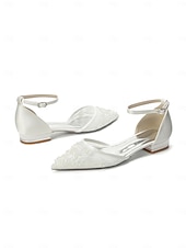 levne Nevěsta-Dámské svatební boty v barvě slonové kosti s perleťovým detailem - elegantní svatební balerínky pro zahradní svatbu