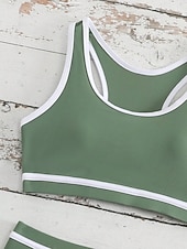abordables Maillot de bain deux pièces-Maillot de bain Enfants Fille Extérieur Bloc de Couleur Vacances Maillots de bain 4 ans et + Été Bleu Noir Vert Véronèse