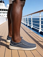 cheap Men-Men's Knit Slip-On Loafers – Lightweight Breathable Casual Shoes, Island &amp; Cruise, Travel &amp; Everyday Wear