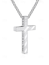 economico Accessori-Collana da uomo con ciondolo a croce in acciaio inossidabile, gioielli religiosi multicolore, catena cristiana minimalista per il 250° anniversario degli Stati Uniti, il giorno dell'indipendenza, abbigliamento casual, viaggi e vacanze.