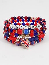 preiswerte Zubehör-Damen-Armbandset in Flaggenfarben, stapelbarer Fächerschmuck aus Legierung in verschiedenen Länderdesigns für Fußballspiele, Teamunterstützung, lässige Alltagskleidung und Spieltagsoutfits.