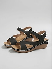 preiswerte Komfortsandalen-Offene Klettsandalen für Damen – lässige, bequeme Keilsandalen für den Sommer zum Gehen und Reisen