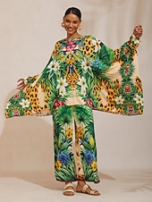 abordables chemises, hauts et chemisiers-tropical tentation - Blouse fluide en mousseline à manches chauve-souris