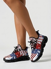 USA 250 Flag löparsneakers för kvinnor – lätta, andningsbara snörskor, patriotiska stjärnor &randig stil för självständighetsdagen, parader, gatufestivaler, utomhuspromenader &vardagskläder