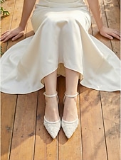 levne Nevěsta-Dámské svatební boty v barvě slonové kosti s perleťovým detailem - elegantní svatební balerínky pro zahradní svatbu