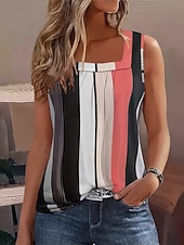economico Serbatoio Grafico-Per donna Canotta Stampato Grafico Geometrico Vintage Elegante Classico Senza Maniche Girocollo Collo a U Top Regolari Quotidiano Uscire Weekend Blu Rosa Rosso Verde Estate Primavera
