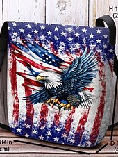  Dameveske i polyester med justerbar stropp, dristig ørn- og amerikansk flaggtrykk, perfekt for USAs 250-årsjubileum, uavhengighetsdagen og hverdagsbruk