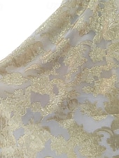 abordables Vestidos de cóctel-Corte A Vestido Midi Vestidos de coctel Elegante Vintage Lentejuelas Media Manga Cuello Barco Fiesta de jardin Boda Bolsillo Satén Jacquard con Estampado flor Bolsillo